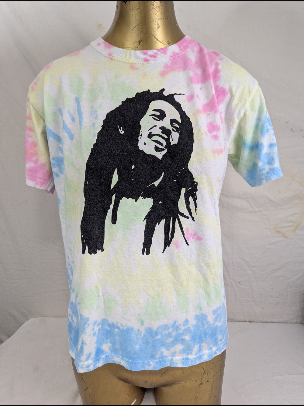 Bob Marley Tie-Dye Graphic Tee With Bold Graphic Of Singer On Front Large
